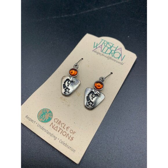 Trisha Waldron Kokopelli Earring Dangles Southwestern Native Fertility Figure - Picture 3 of 6